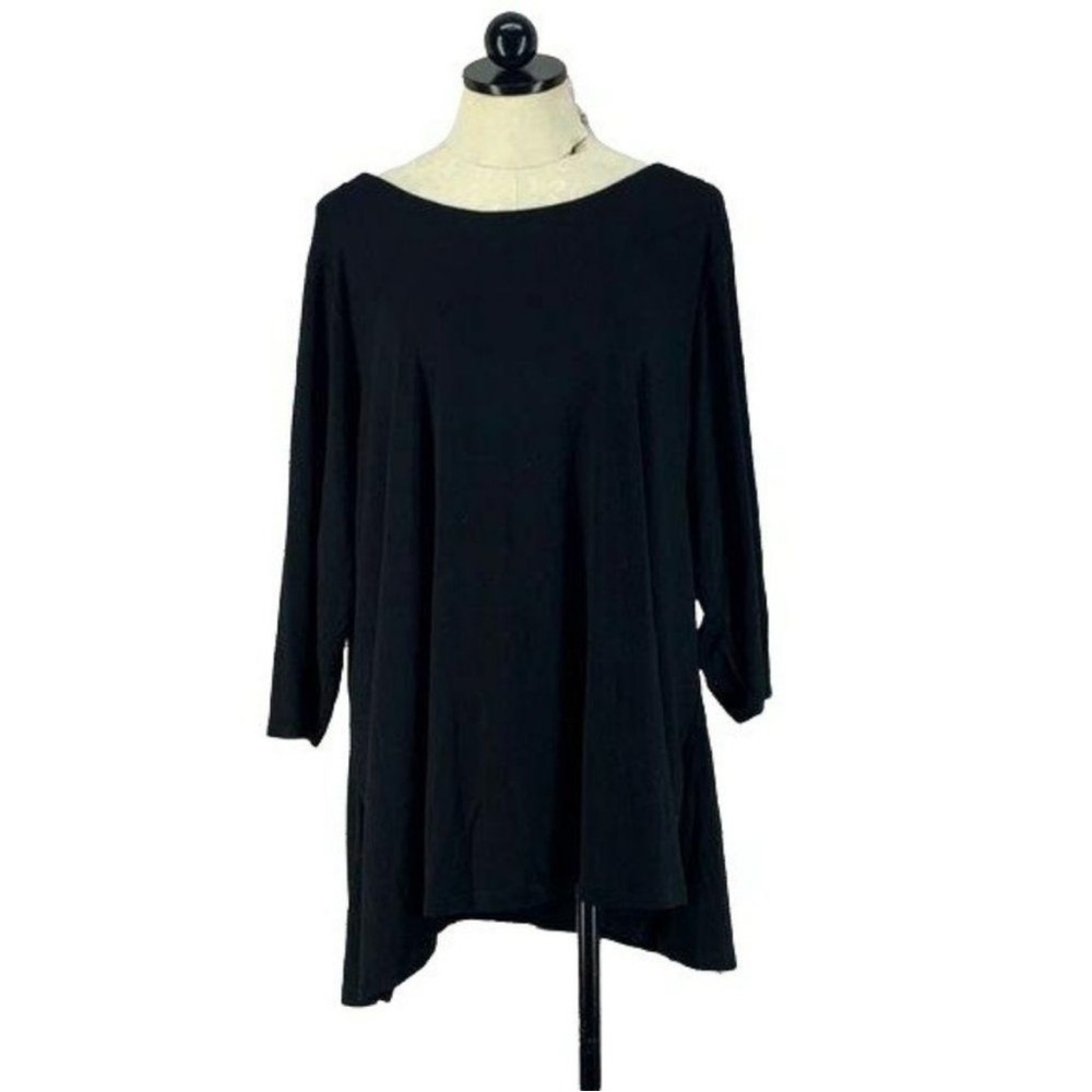 Jones New York Signature Woman Black Tunic Top Stretch Blouse 1X